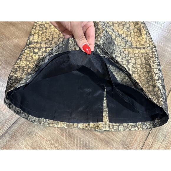 LOFT Skirt Womens Size 8 Petite Gold Metallic Straight Pencil Skirt Lined Zip Up - Picture 4 of 9
